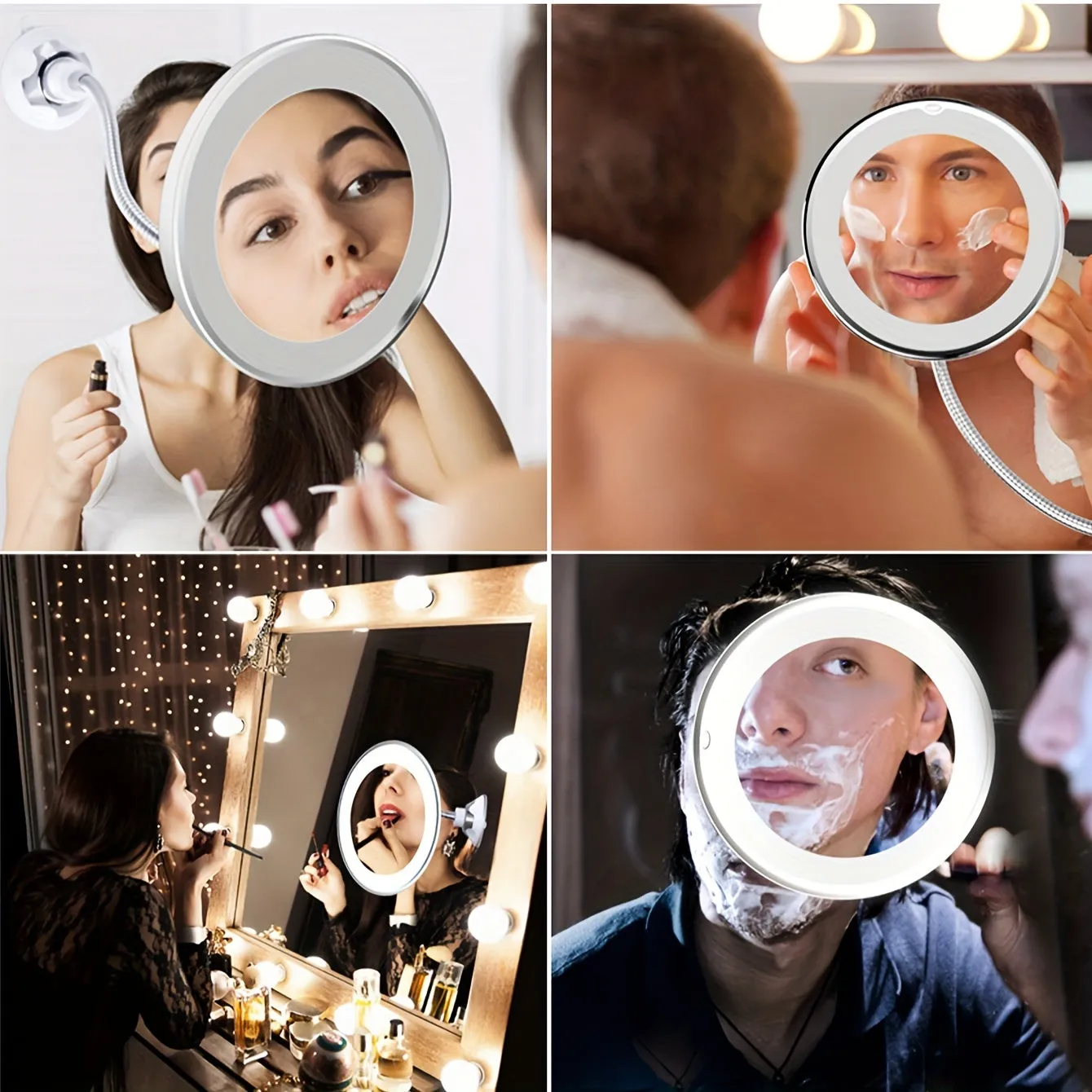 10X Magnifying LED Lighted Suction Mirror for Home Bathroom