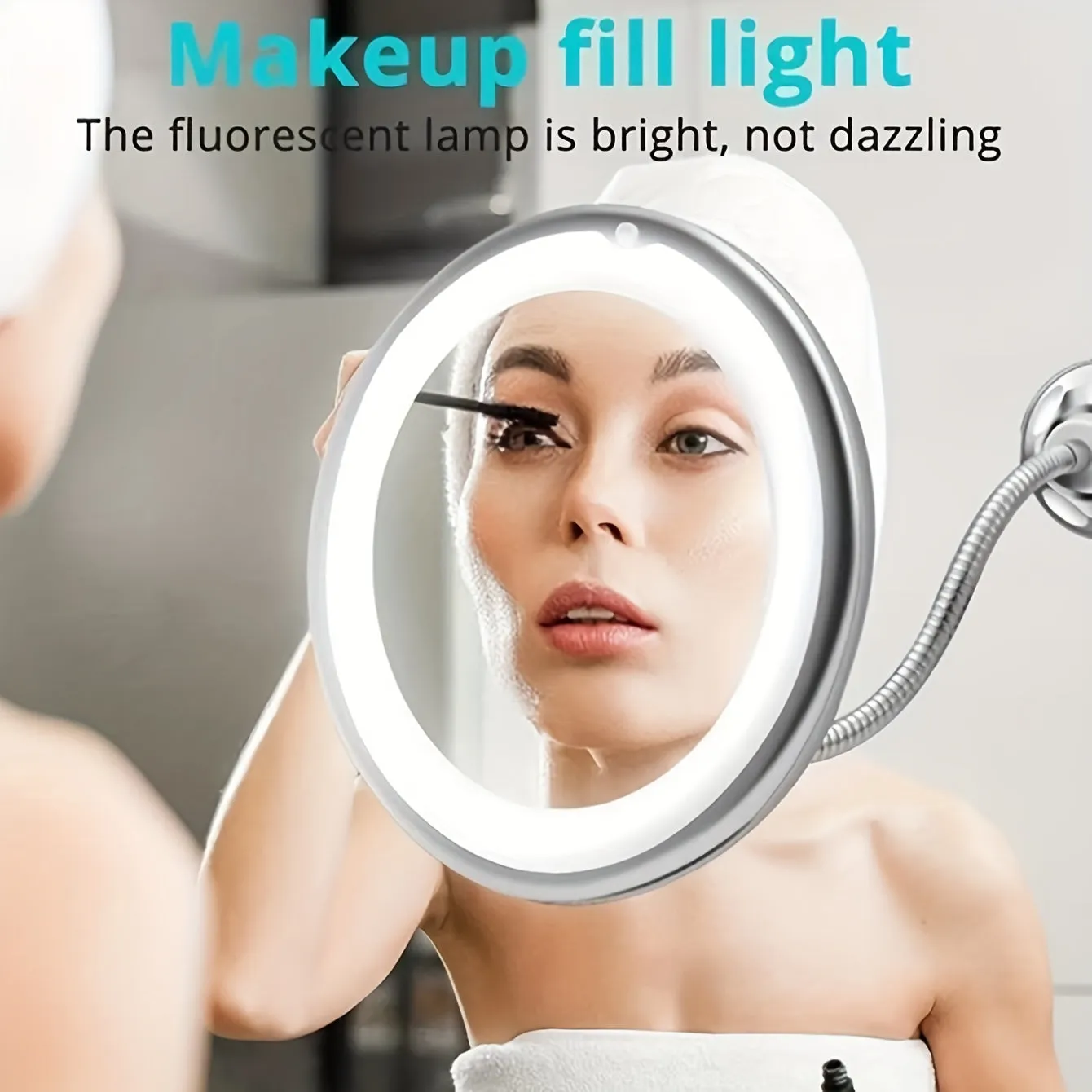 10X Magnifying LED Lighted Suction Mirror for Home Bathroom