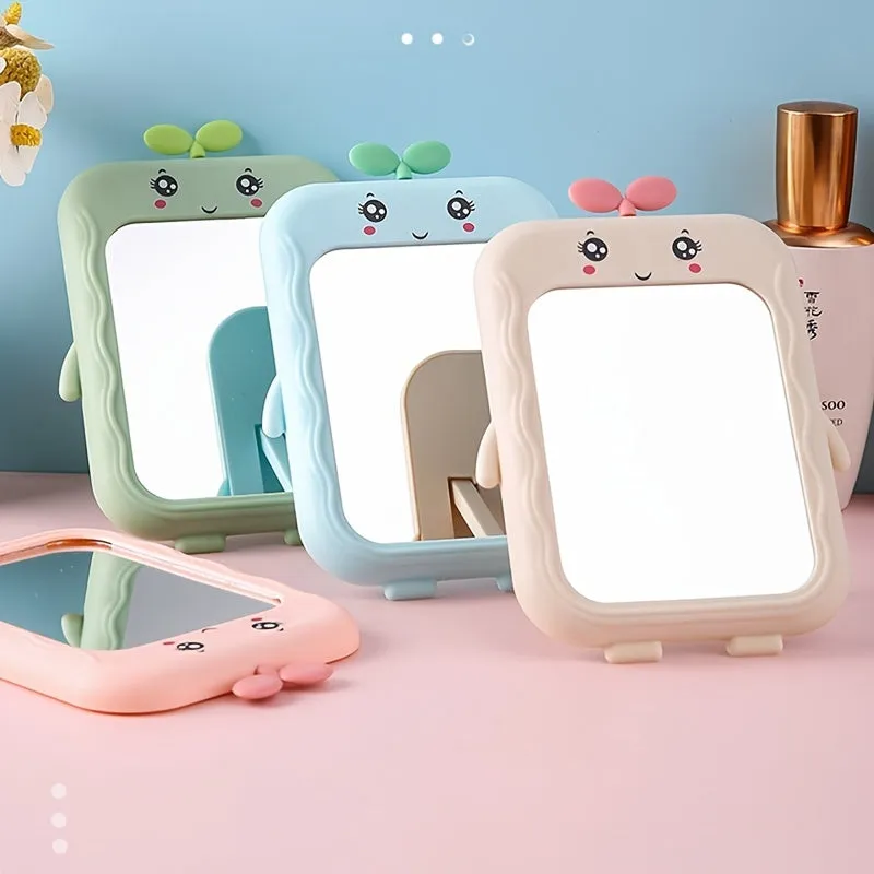 Adorable Cartoon Desk Mirror with Stand for Makeup Vanity