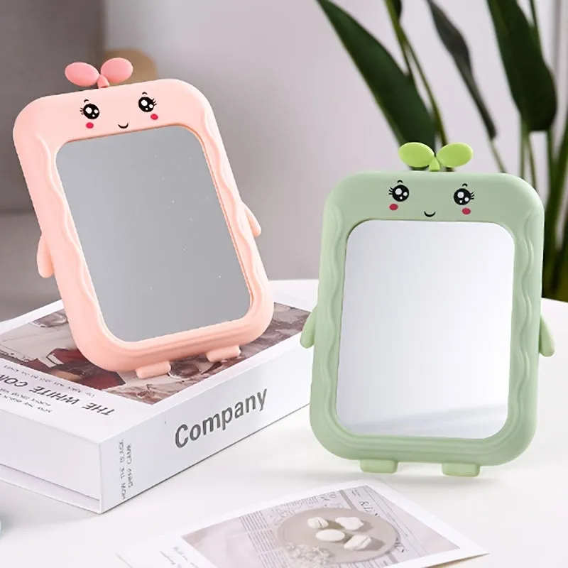 Adorable Cartoon Desk Mirror with Stand for Makeup Vanity