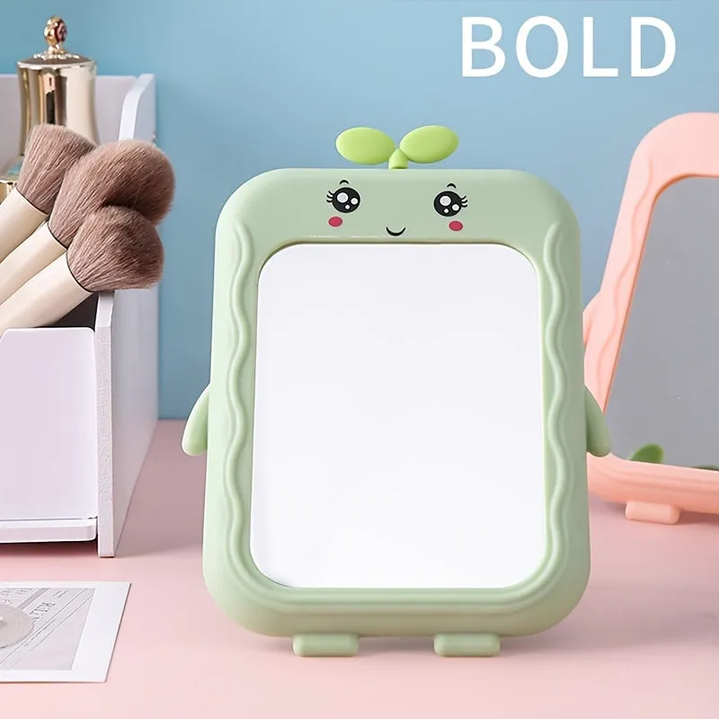 Adorable Cartoon Desk Mirror with Stand for Makeup Vanity