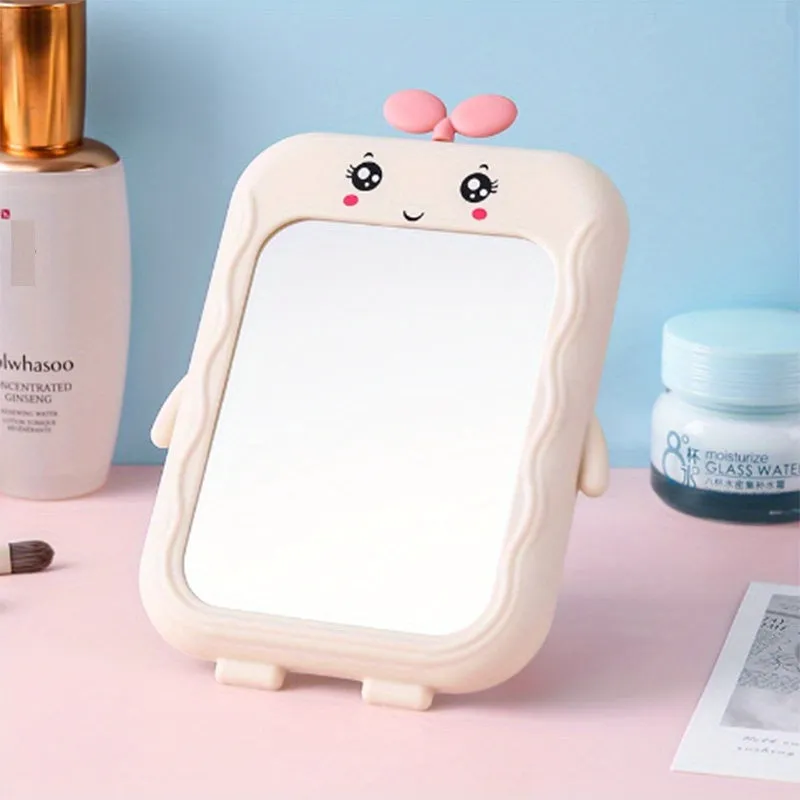 Adorable Cartoon Desk Mirror with Stand for Makeup Vanity