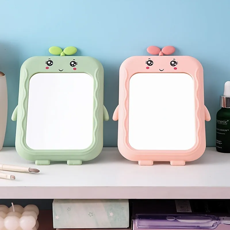 Adorable Cartoon Desk Mirror with Stand for Makeup Vanity