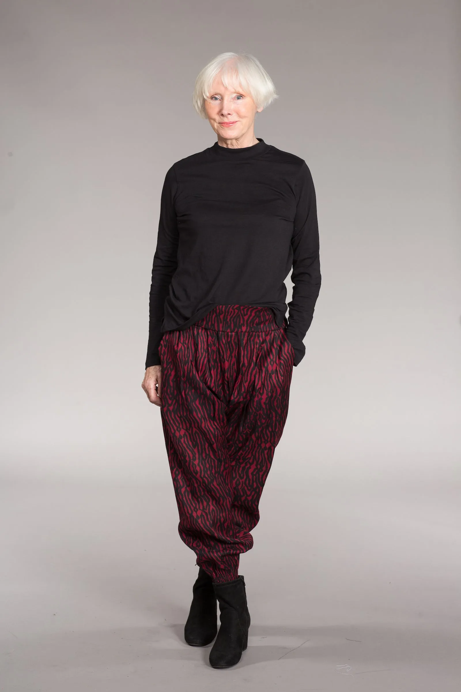 Arabia Pants Hand-Block Printed in Moss Crepe