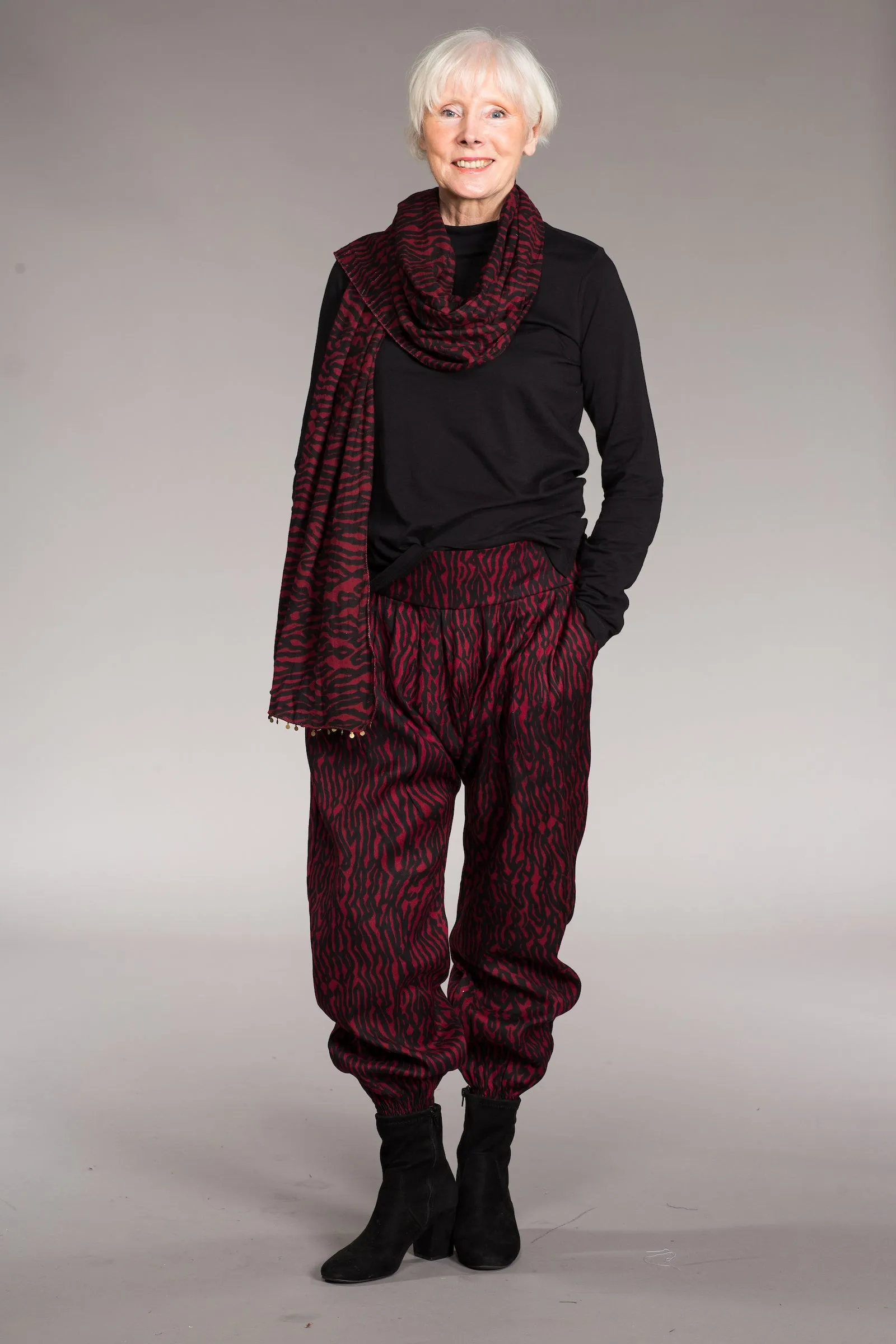 Arabia Pants Hand-Block Printed in Moss Crepe