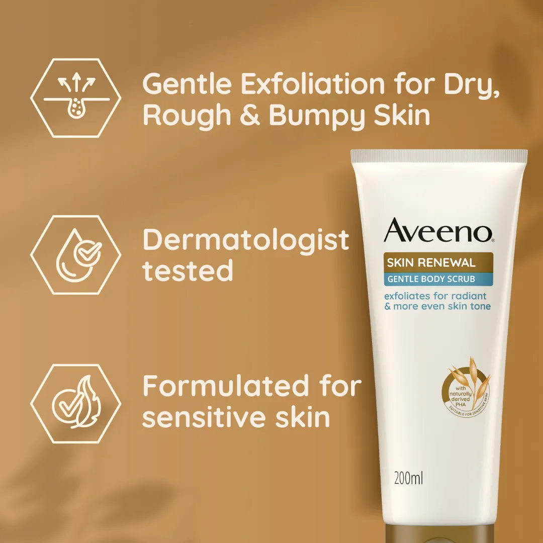 Aveeno Skin Renewal Gentle Body Lotion Scrub Rough & Bumpy Skin 200ml (T)