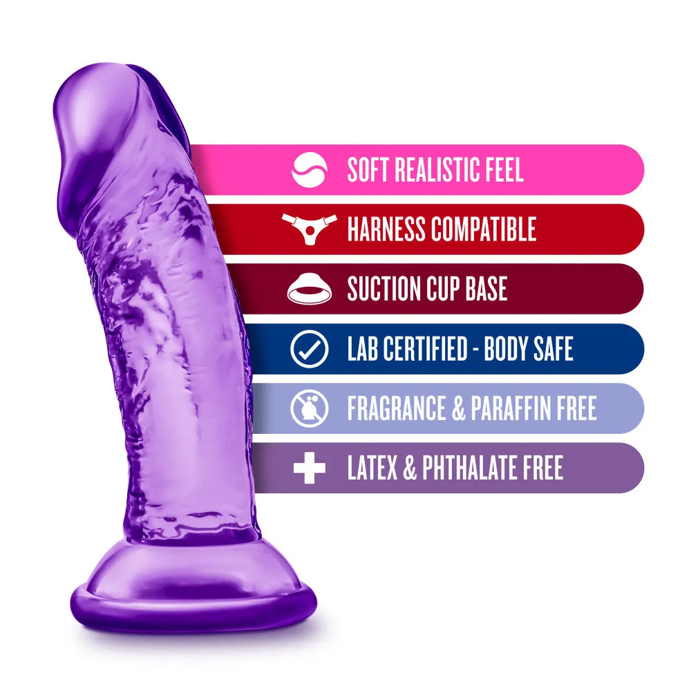 B Yours By Blush® | Sweet N' Small Realistic Purple 4.5-Inch Long Dildo With Suction Cup Base