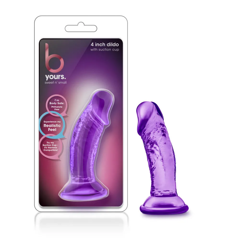 B Yours By Blush® | Sweet N' Small Realistic Purple 4.5-Inch Long Dildo With Suction Cup Base