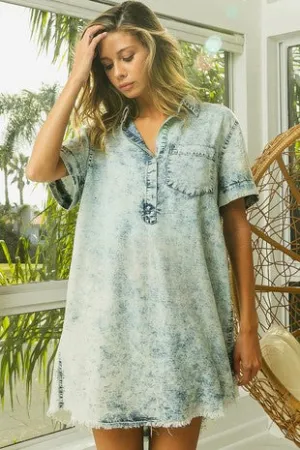 BiBi Vintage Washed Tunic Top in Denim