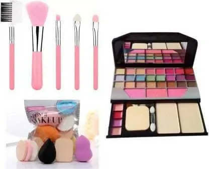 Bingeable HDA 5 Pcs Makeup Brush& Makeup Kit & Family Puff (12 Items in the set)