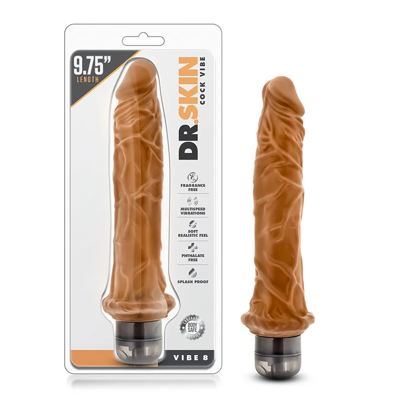 Blush Dr. Skin Vibe 8 Realistic 9.75 in. Vibrating Dildo Tan