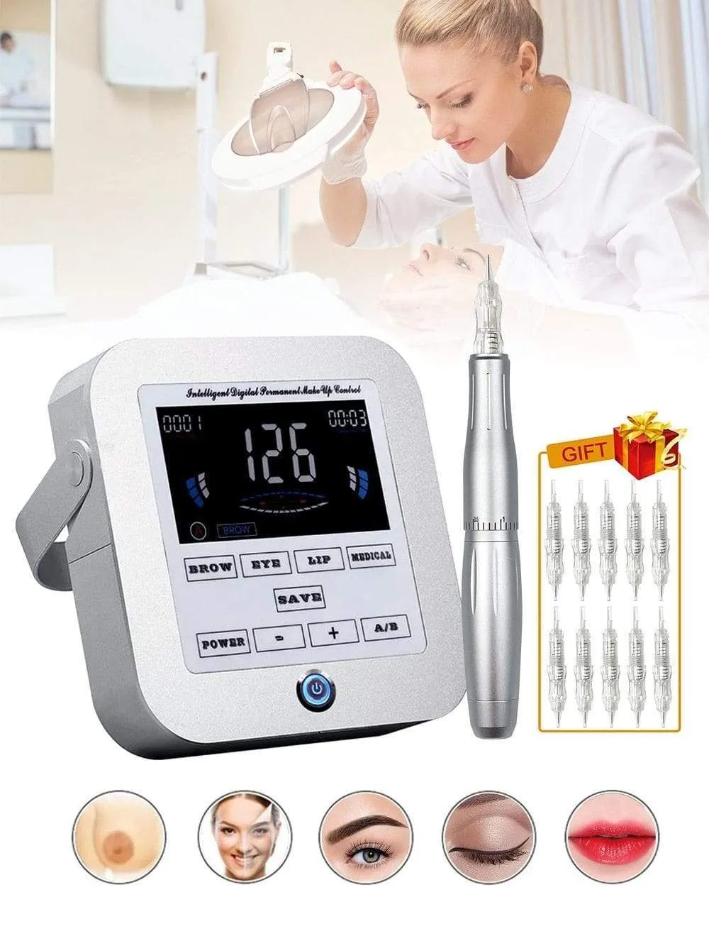 BMX Rotary Tattoo Machine Pen PMU Machine Permanent Makeup Machine Eyebrow Tattoo Kits Professional for Eyebrow Eyeliner Lip