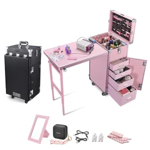 Byootique Nail Table Portable Makeup Station Speaker Drawers