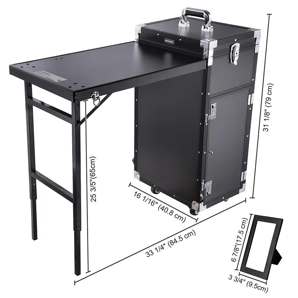 Byootique Nail Table Portable Makeup Station Speaker Drawers