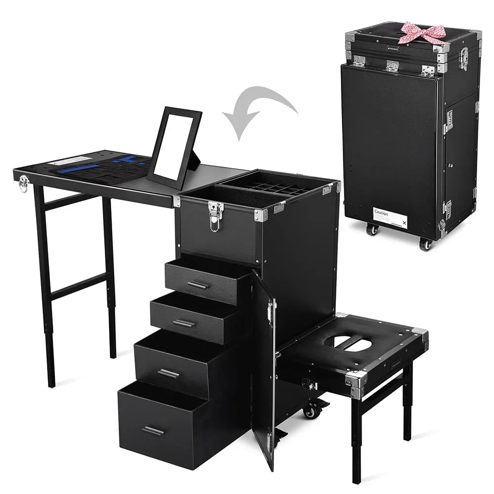 Byootique Nail Table Portable Makeup Station Speaker Drawers