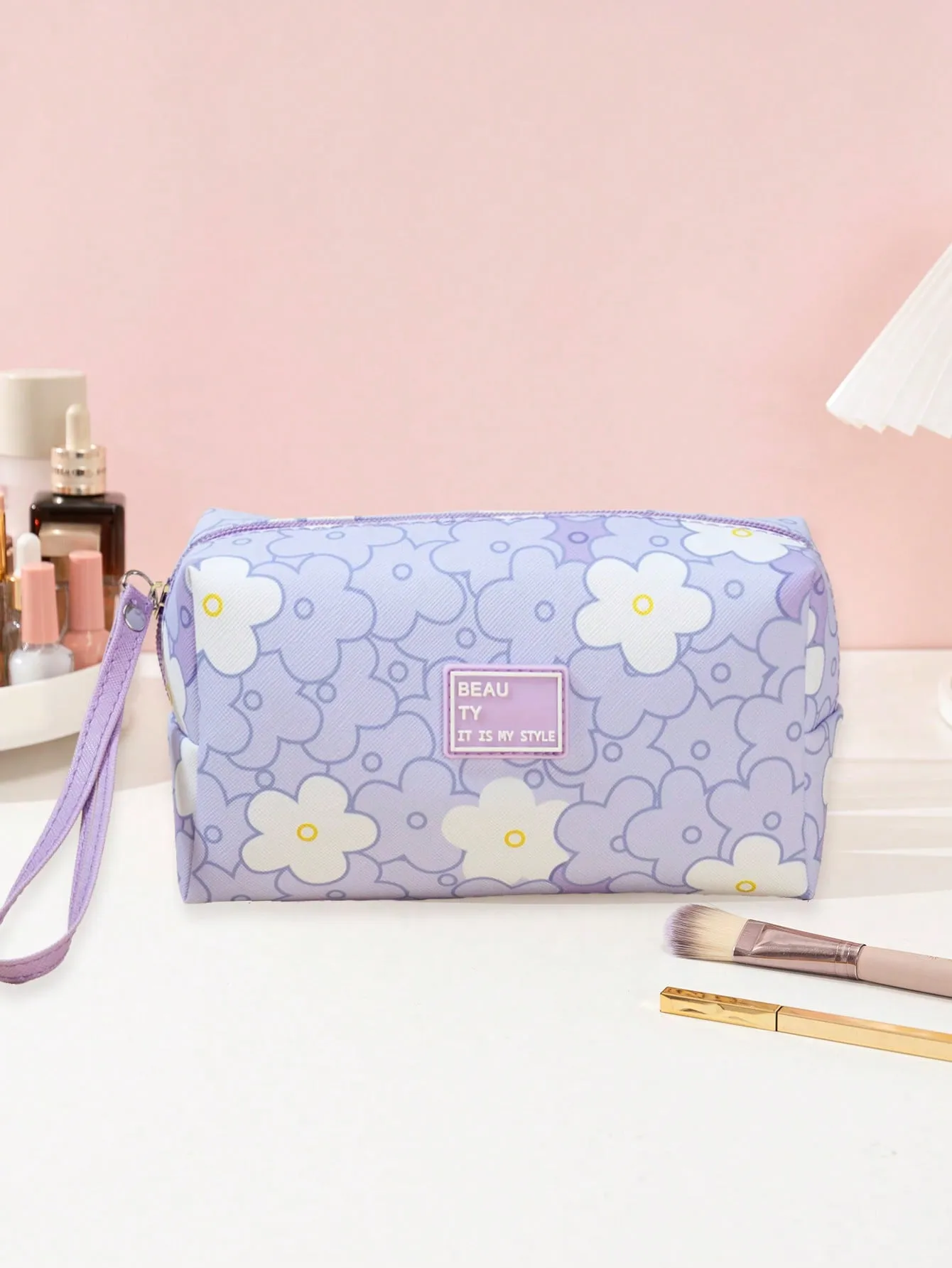 Cartoon Flower Makeup Bag Violet Makeup Bag Cosmetic Organizer Toiletries Bag