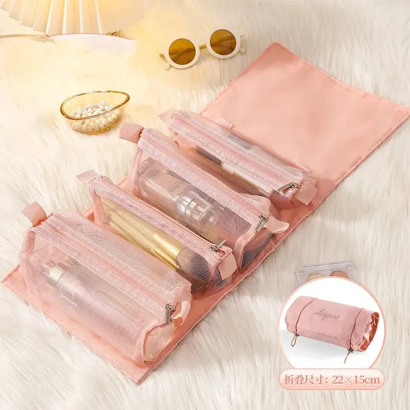 Detachable Cosmetic Bag Portable Large Capacity 4 in 1 Makeup Bags Portable Folding Travel Cosmetics Storage Toiletry Bag