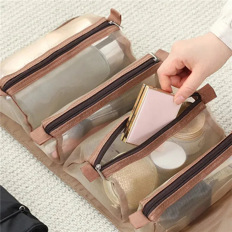 Detachable Cosmetic Bag Portable Large Capacity 4 in 1 Makeup Bags Portable Folding Travel Cosmetics Storage Toiletry Bag