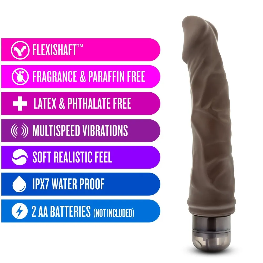 Dr. Skin By Blush® | Cock Vibe 6 Realistic Chocolate 9-Inch Long Vibrating Dildo