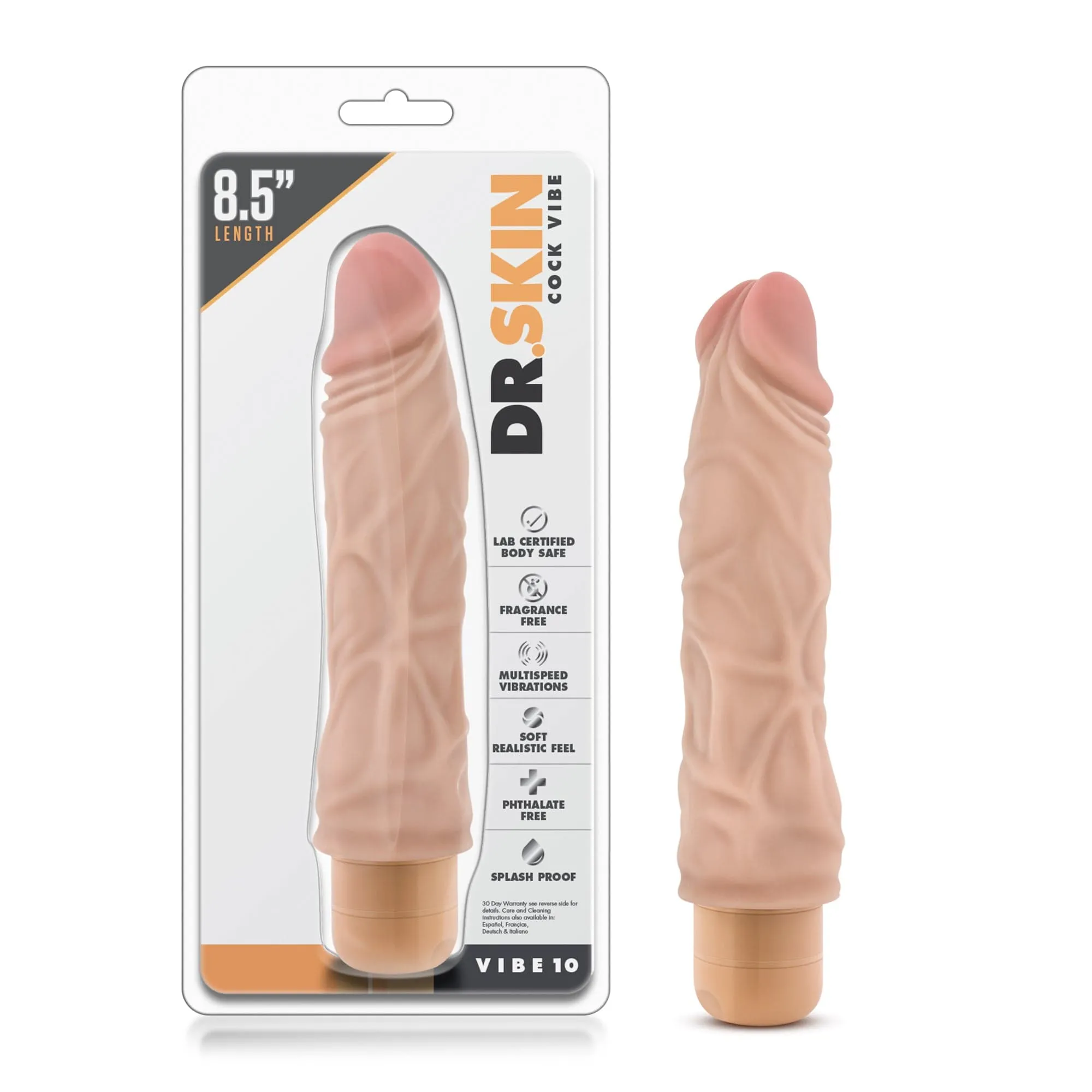 Dr Skin Cock Vibe 10 8.5in Vibrating Cock Beige