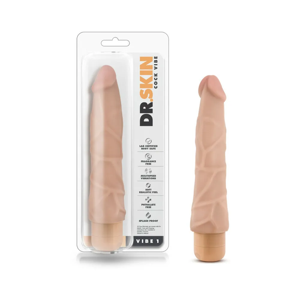 Realistic 9-Inch Beige Vibrating Dildo - Dr. Skin Vibe 1