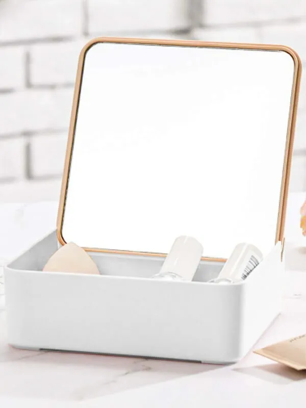 Eco-Friendly Makeup Organiser with Bamboo Lid & Mirror