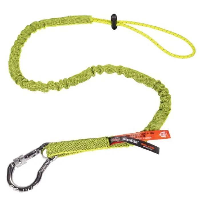 Ergodyne Squids 3100 Single Carabiner Tool Lanyard - 10lbs, Lime, Standard, Box of 6