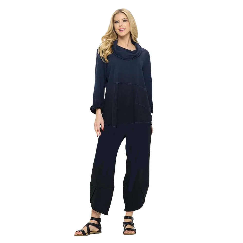 Focus Fashion Dip-Dye Pull-On Pant in Navy/Black - FT-4067-NV/BK