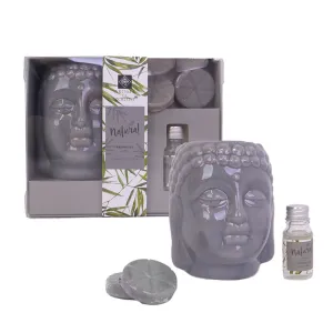 Fragrance Set with 2 Candles & 10ml Fragrance Bottle - Buddha Design