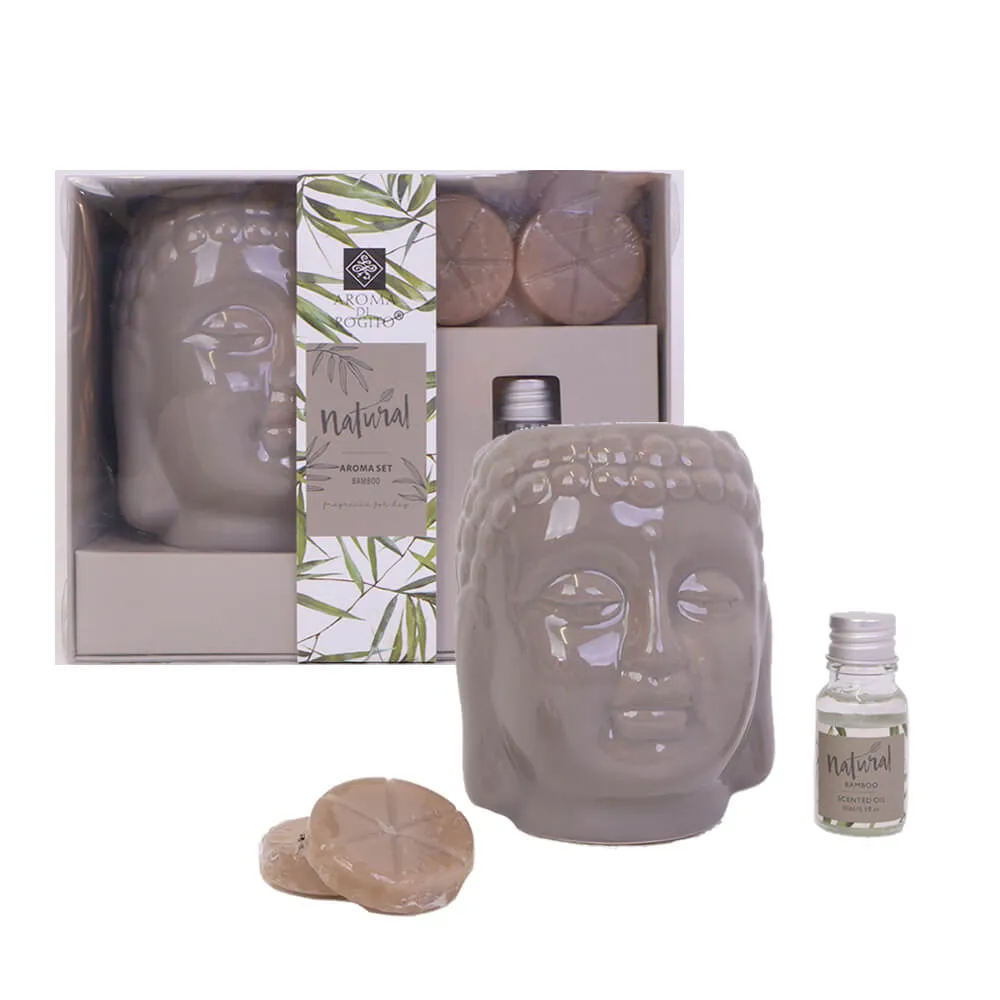 Fragrance Set with 2 Candles & 10ml Fragrance Bottle - Buddha Design