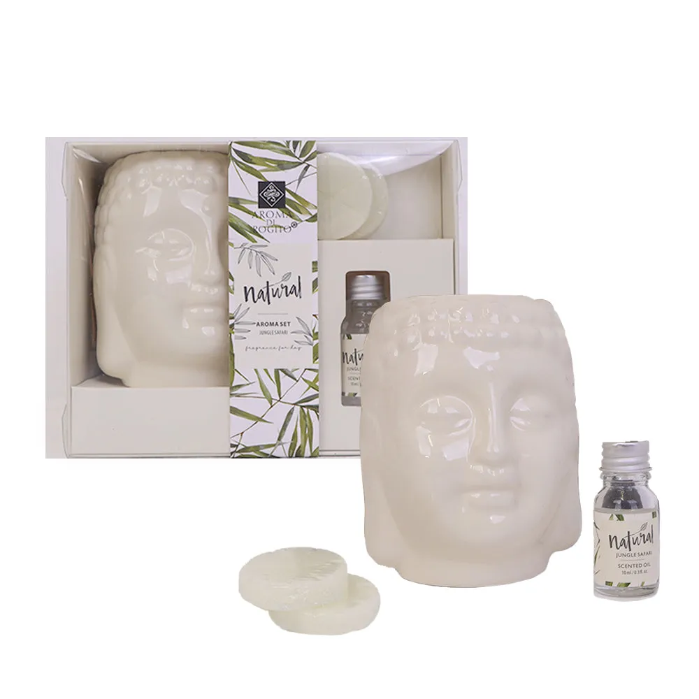 Fragrance Set with 2 Candles & 10ml Fragrance Bottle - Buddha Design