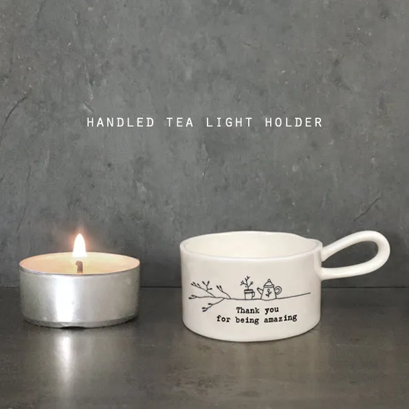 Handled Tea Light Holder - Thank You 11350