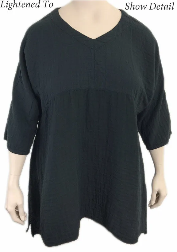 KLEEN Black Cotton Empire Waist Tunic Top