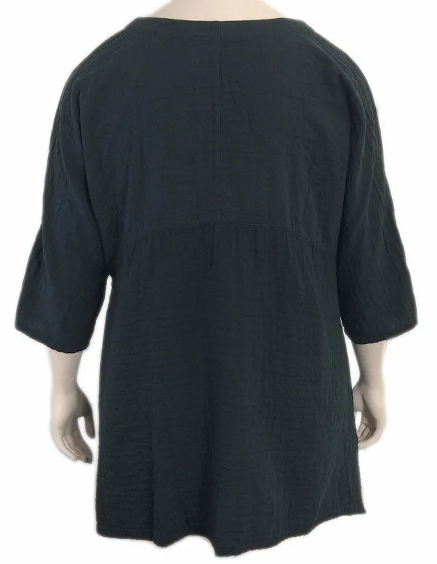 KLEEN Black Cotton Empire Waist Tunic Top