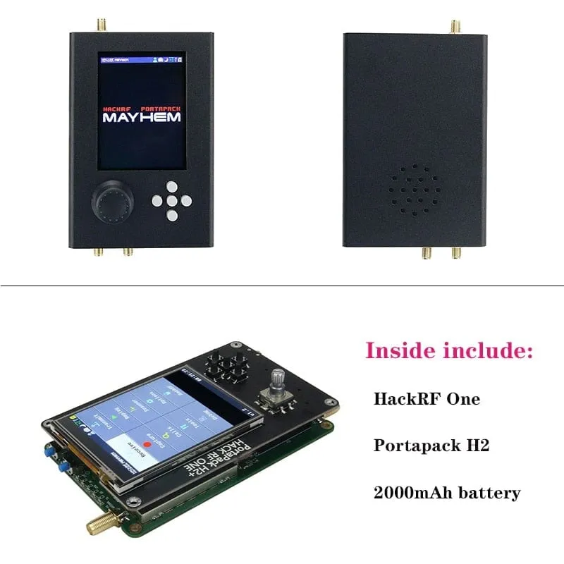 Mayhem Portapack H2 Hackrf One SDR Software Defined Radio 1MHz-6GHz Optional Metal Case Antennas kits DIY Fast Assemble