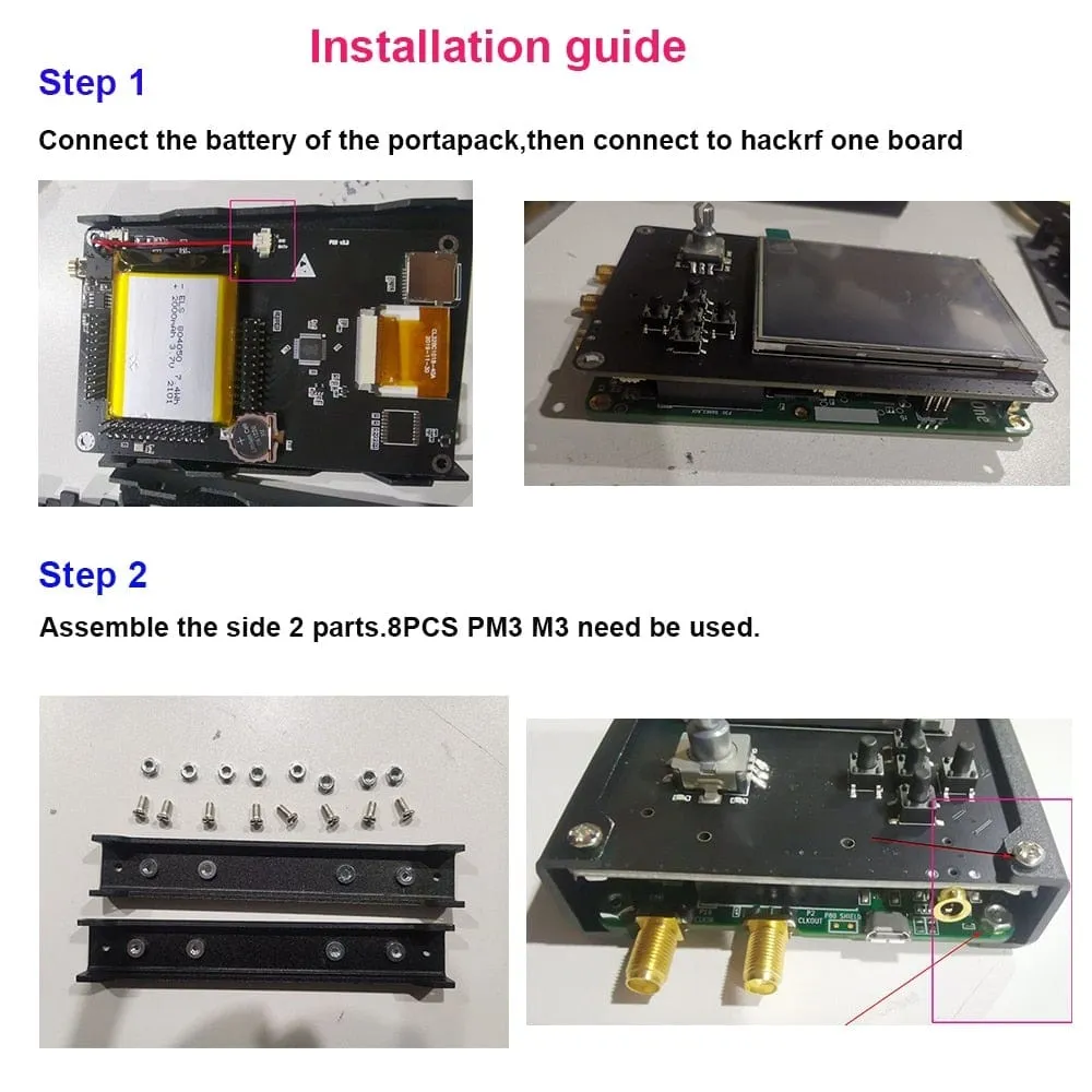 Mayhem Portapack H2 Hackrf One SDR Software Defined Radio 1MHz-6GHz Optional Metal Case Antennas kits DIY Fast Assemble