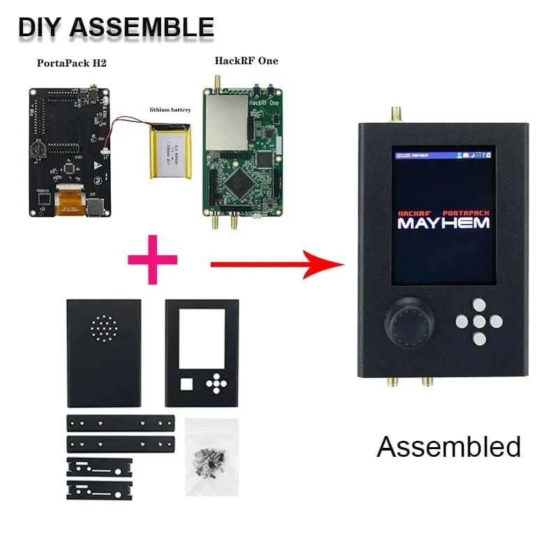 Mayhem Portapack H2 Hackrf One SDR Software Defined Radio 1MHz-6GHz Optional Metal Case Antennas kits DIY Fast Assemble