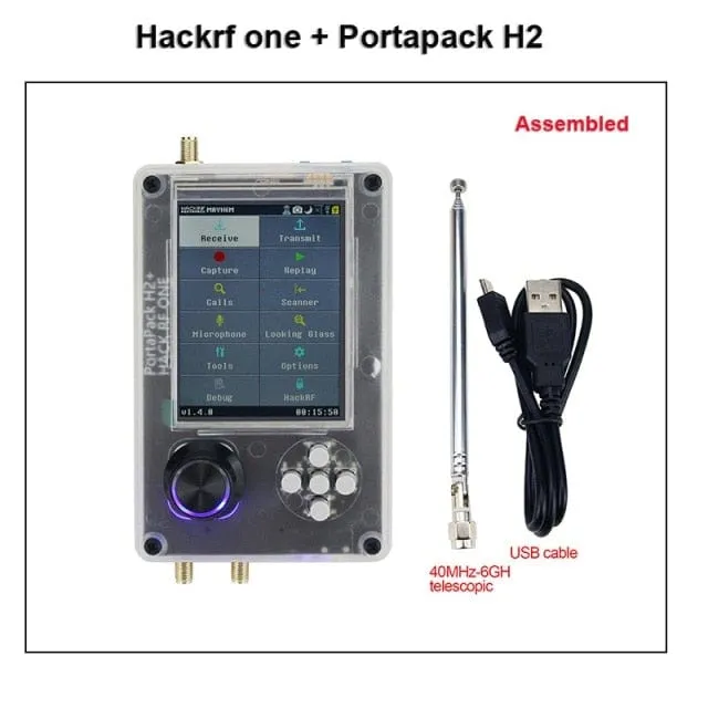 Mayhem Portapack H2 Hackrf One SDR Software Defined Radio 1MHz-6GHz Optional Metal Case Antennas kits DIY Fast Assemble