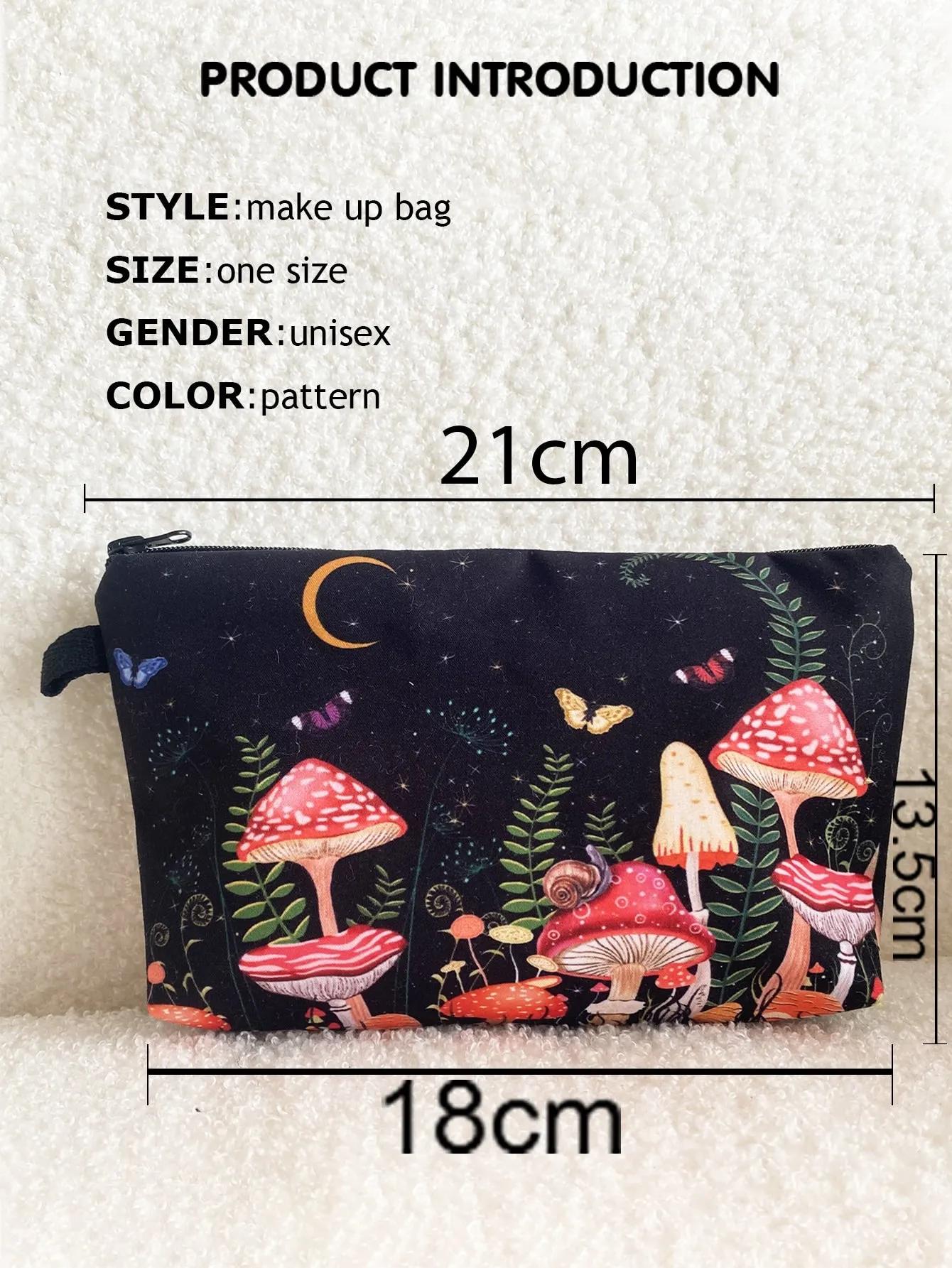 Mushroom Night Sky Makeup Bag Cosmetic Organizer Toiletries Bag Makeup Organizer