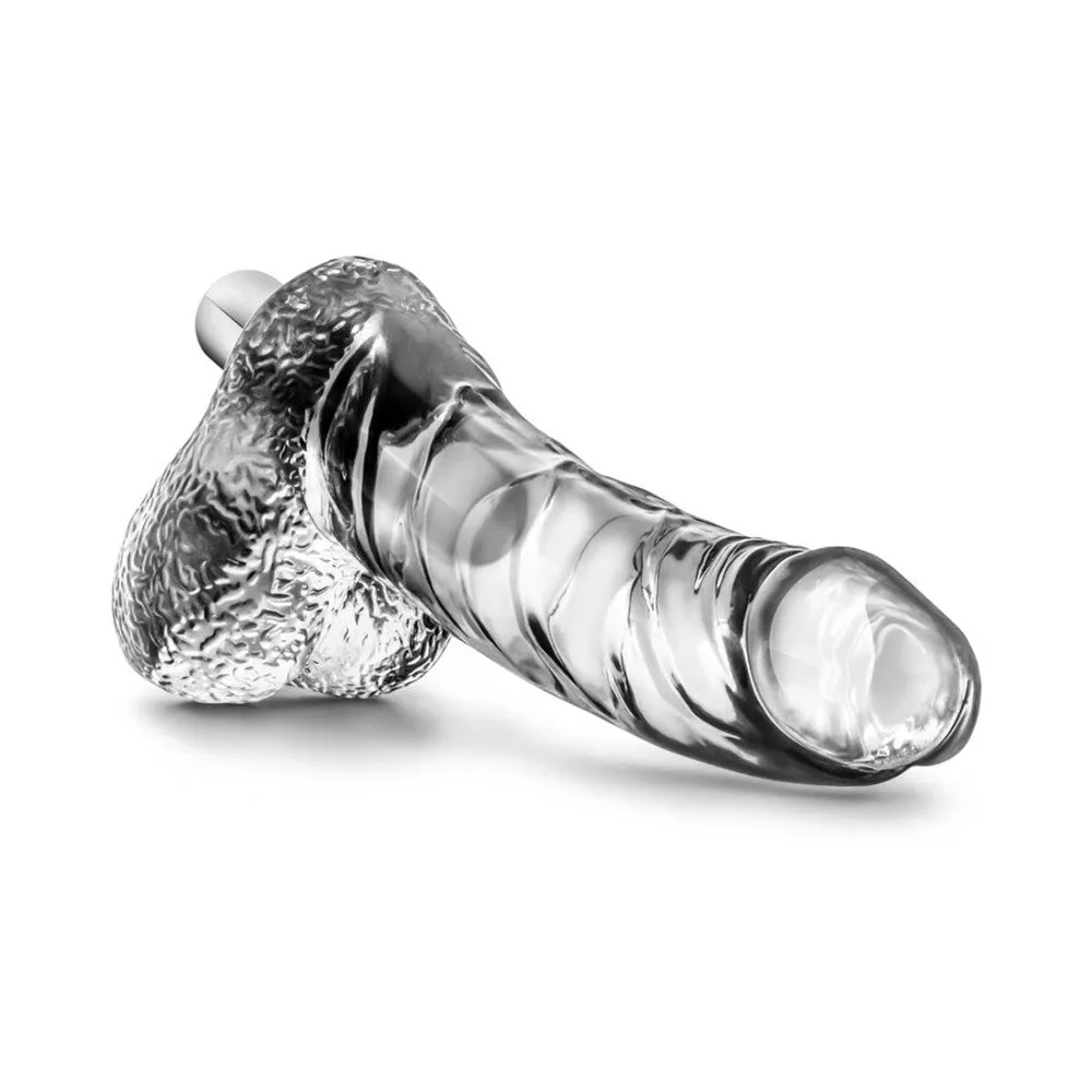 Naturally Yours Vibrating Ding Dong with Balls 6.5 in. Clear