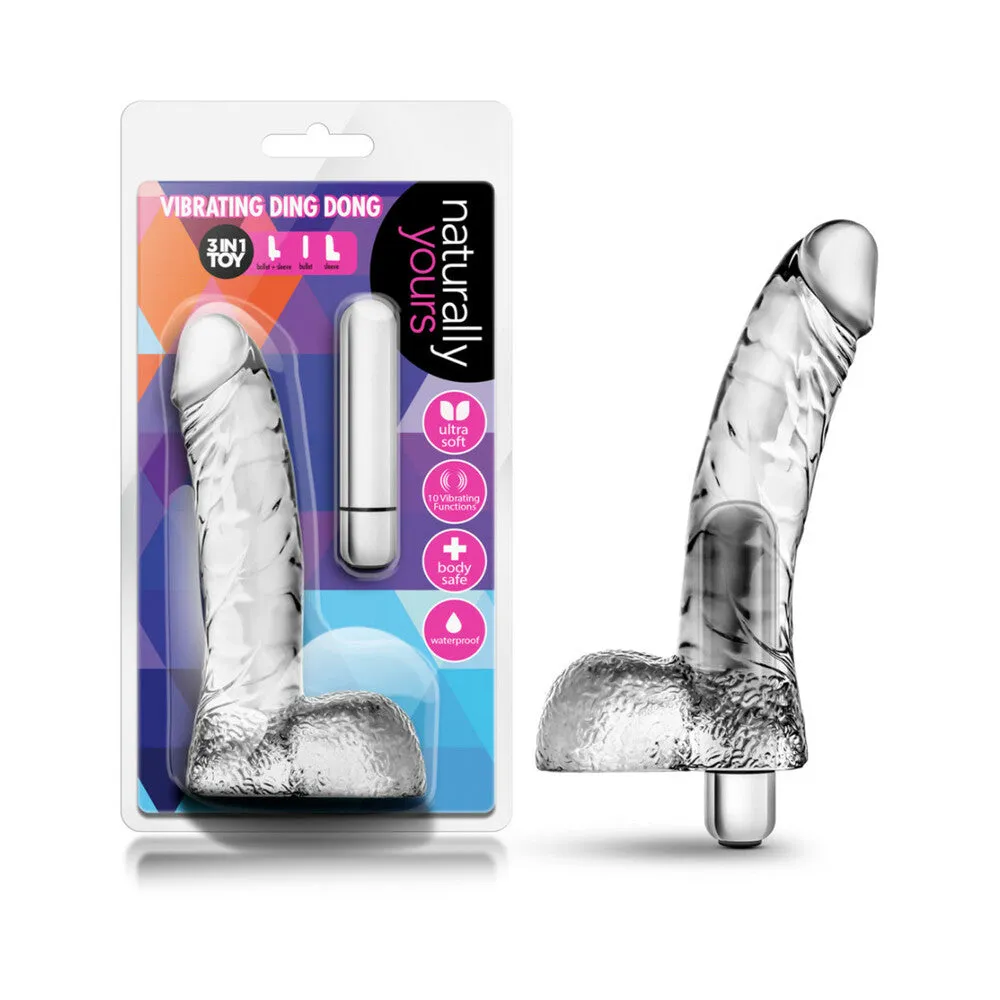 Naturally Yours Vibrating Ding Dong with Balls 6.5 in. Clear