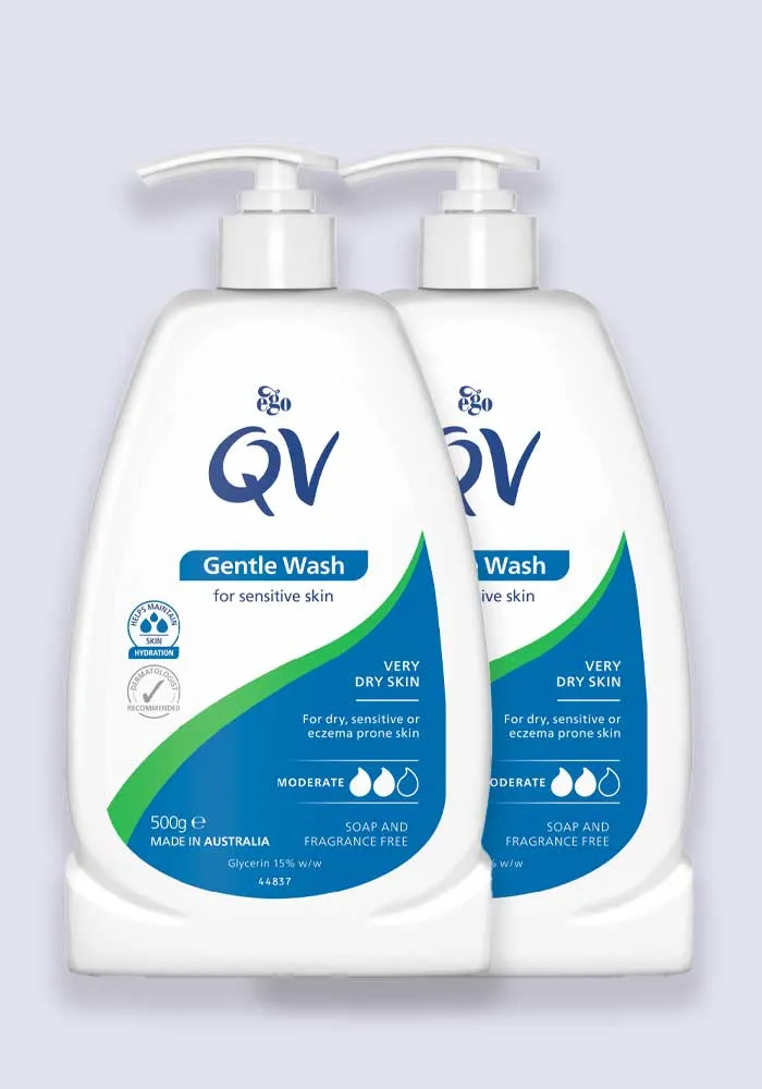 QV Gentle Wash Soap Free Cleanser PH Balanced & Hypoallergenic 500ml - 2 Pack Saver