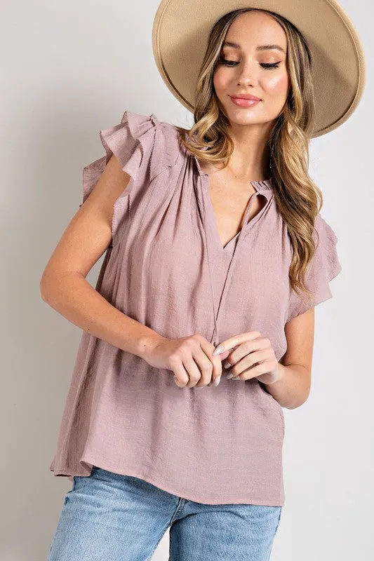 Ruffle Sleeve Blouse