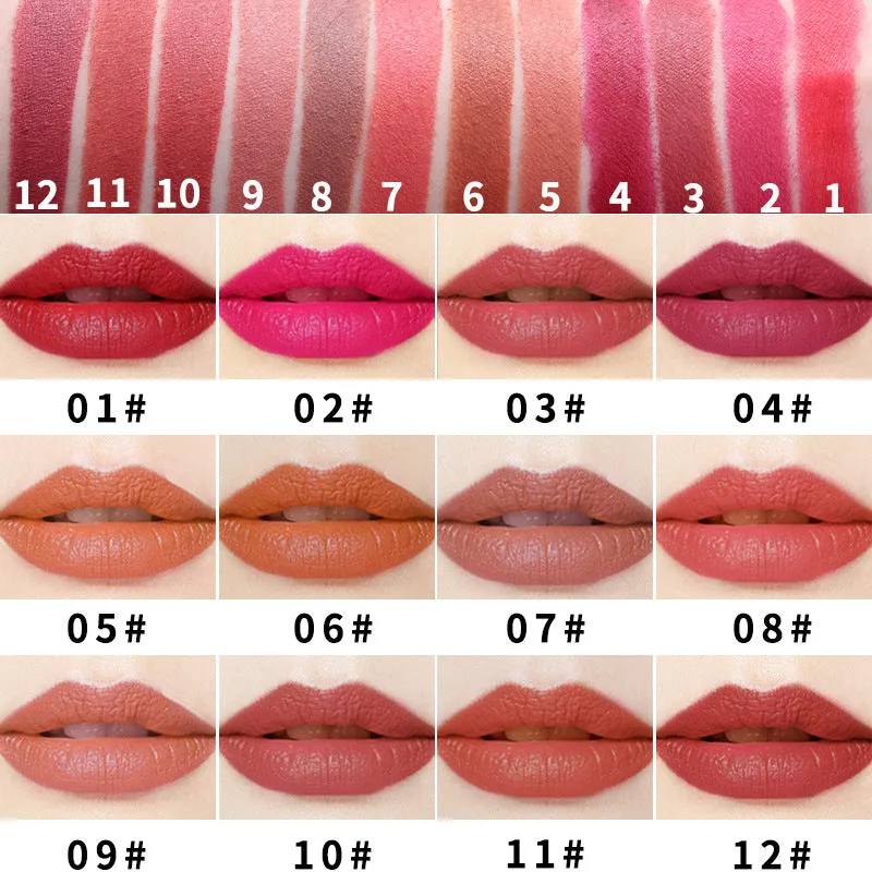 Small Square Tube Matte Matte Not Easy To Fall Off Lipstick Smooth Moisturizing Not Pull Dry Lasting Color Portable Lipstick Makeup