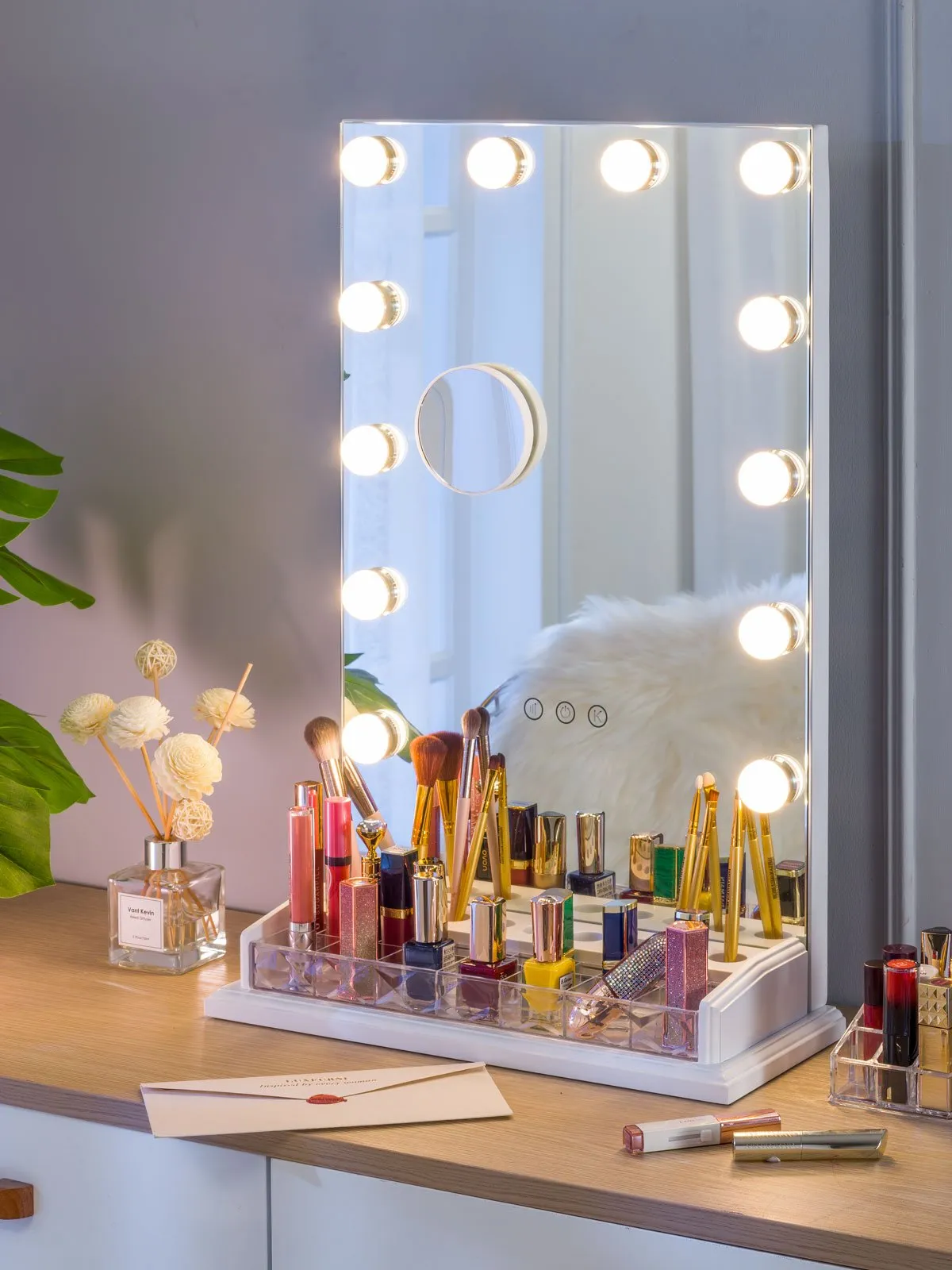 Starry 10 Professional LED Hollywood Vanity Mirror with Cosmetic Case - White