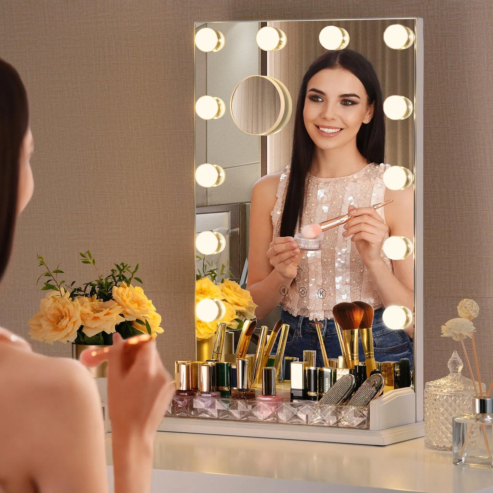 Starry 10 Professional LED Hollywood Vanity Mirror with Cosmetic Case - White